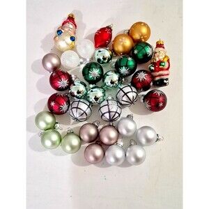 Lot of 32 Mini Glass & A Couple Plastic Ornaments Vintage
